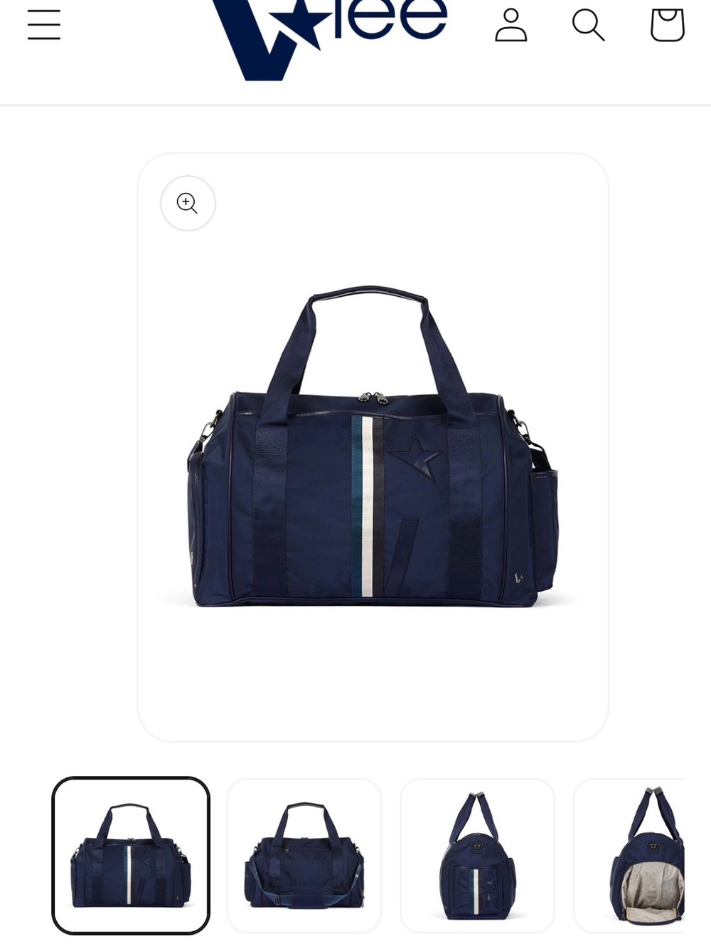 Navy Duffel Bag with Star Stripe Accent
